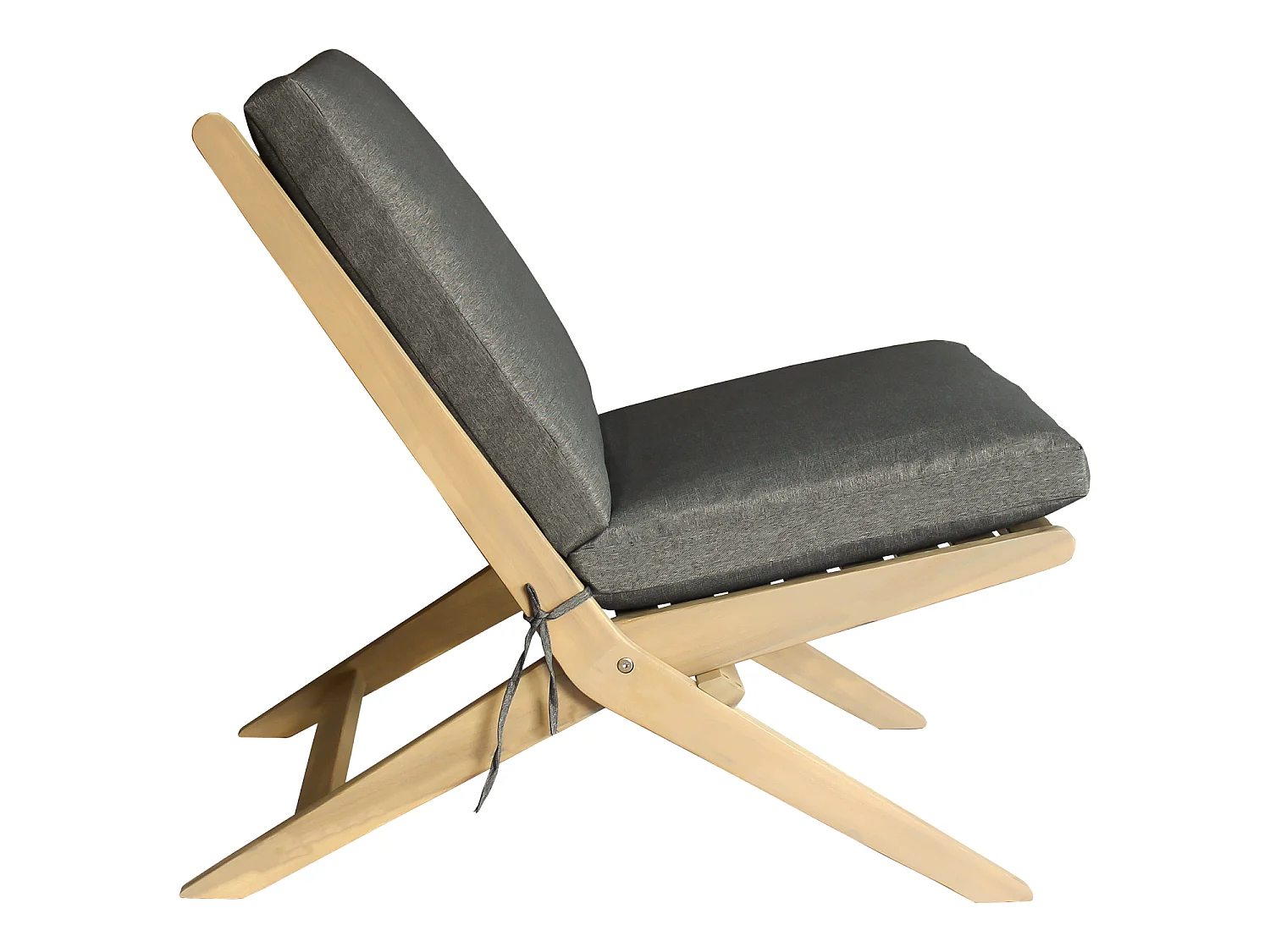 Fauteuil pliant en acacia et coussins gris FARO - HAPPY GARDEN