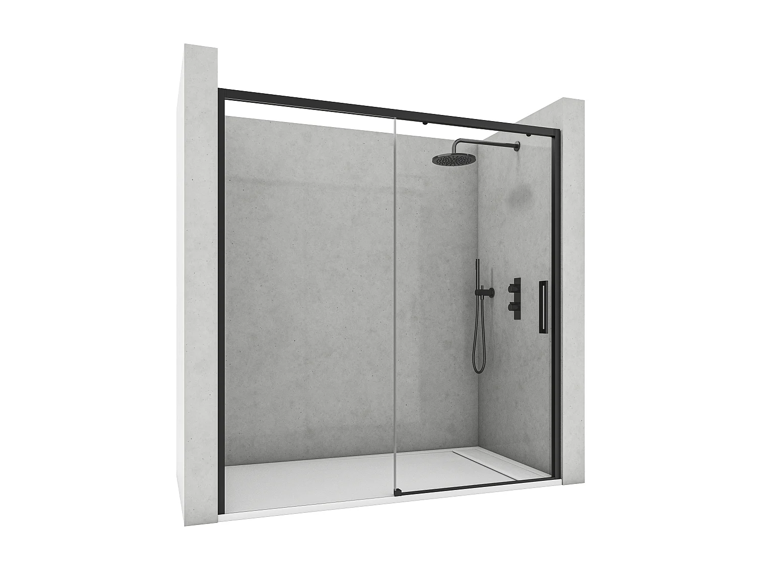 Mampara de Ducha Corredera con Cristal Templado 6 mm Antical - Perfil Negro Mate 164 a 168 cm Ancho  x 195 cm Alto Reversible y Resistente