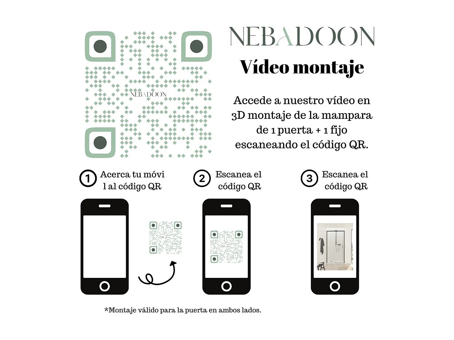 Mampara de Ducha Corredera con Cristal Templado 6 mm Antical - Perfil Negro Mate 149 a 153 cm Ancho  x 195 cm Alto Reversible y Resistente