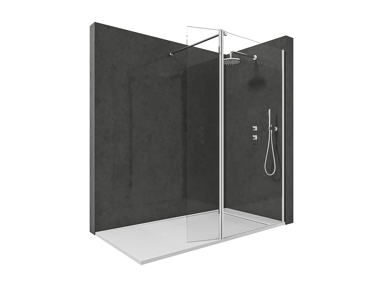 Mampara de Ducha Fija + Abatible Cristal 8 mm Antical con Perfil Cromo Brillo y Barra de Sujeción Extensible y Orientable – 70cm Fijo + 40cm Abatible x 200cm Alto