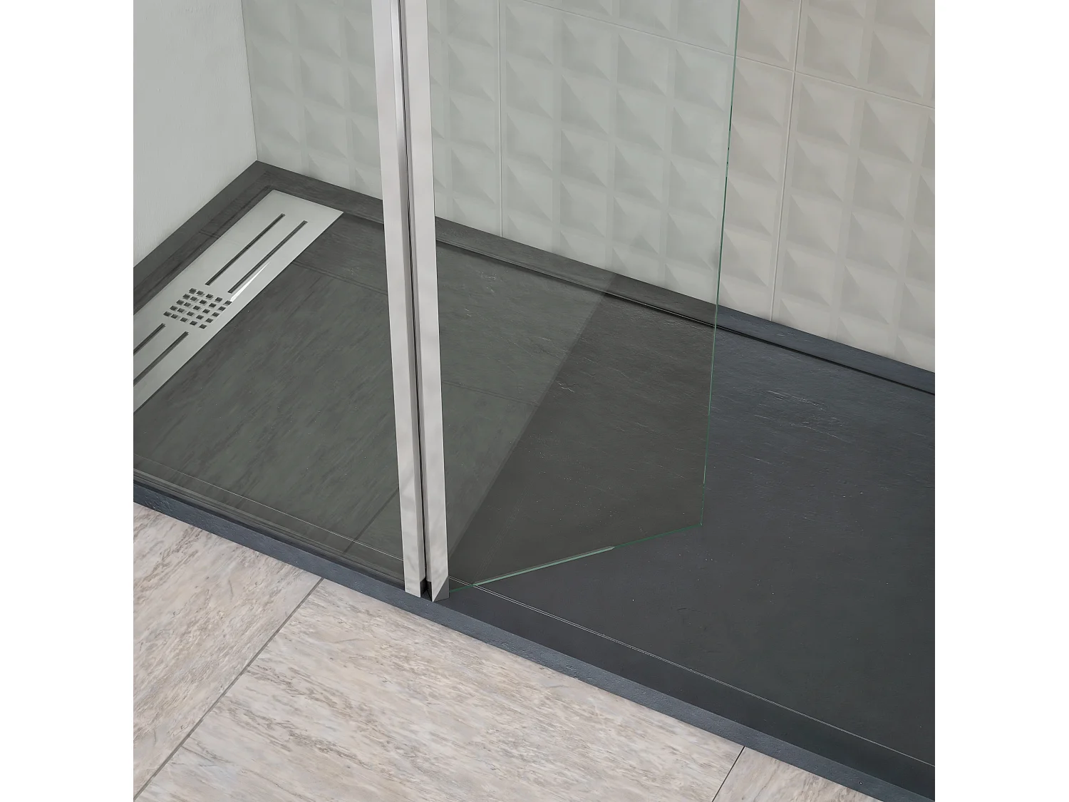 Mampara de Ducha Fija + Abatible Cristal 8 mm Antical con Perfil Cromo Brillo y Barra de Sujeción Extensible y Orientable – 70cm Fijo + 40cm Abatible x 200cm Alto