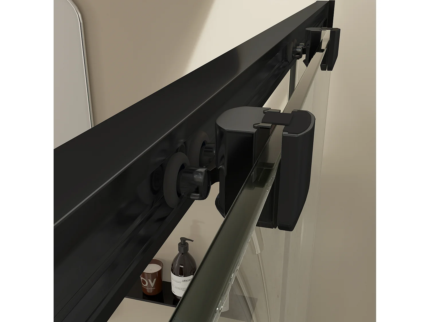 Mampara De Ducha Corredera con Cristal Templado 6 mm – Tratamiento Antical Y Perfil Negro Mate 174-176 cmAncho Ajustable x 195 cm Alto Con Sistema Hermético