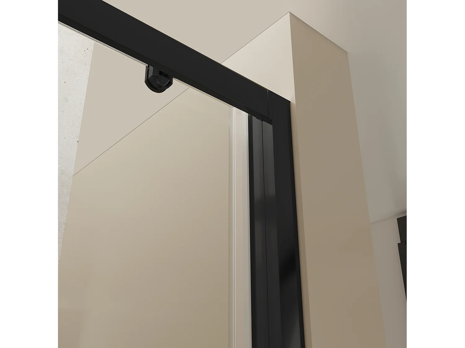 Mampara de Ducha Corredera Angular 1 Puerta + 2 Fijos con Cristal Templado 6 mm Antical Negro Mate 108,5-113 cm (Lado Puerta) + 72,5-75 cm (Fijo Lateral) x 195 cm