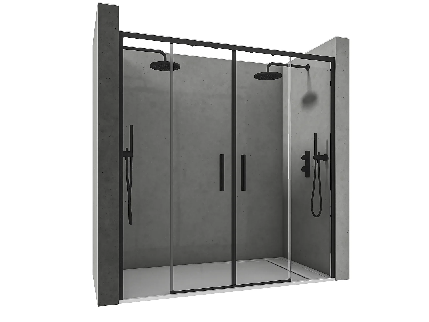 Mampara De Ducha Corredera con Cristal Templado 6 mm – Tratamiento Antical Y Perfil Negro Mate 159-161 cmAncho Ajustable x 195 cm Alto Con Sistema Hermético