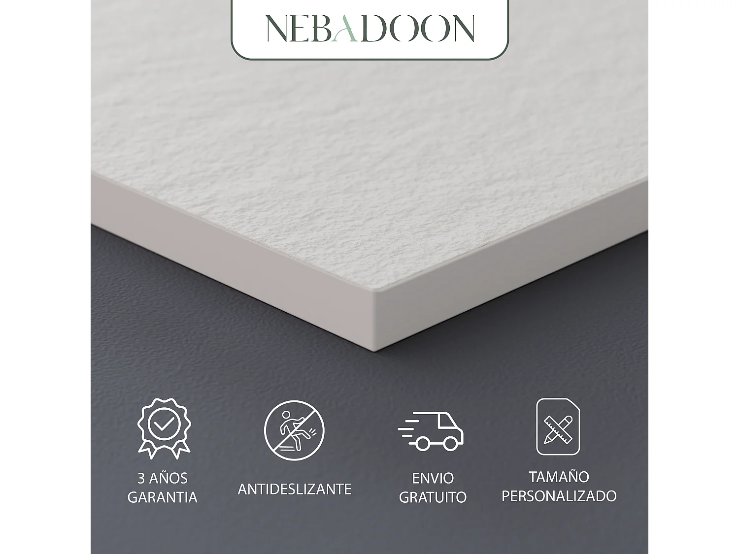 Plato de Ducha de Modelo Roma II – Plato Ducha Resina con Textura Pizarra – Blanco (RAL 9003) 70x150 cm – Incluye Válvula Desagüe y Rejilla