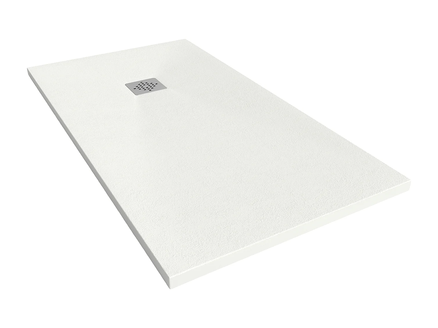Plato de Ducha de Modelo Roma II – Plato Ducha Resina con Textura Pizarra – Blanco (RAL 9003) 100x160 cm – Incluye Válvula Desagüe y Rejilla