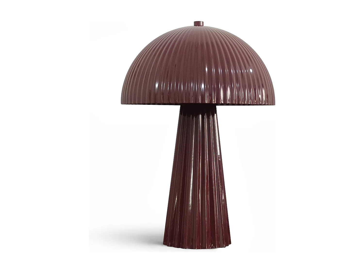 Now's Home - Lampe à Poser En Métal Strié Lie De Vin Brillan 25x25x36cm Thalia