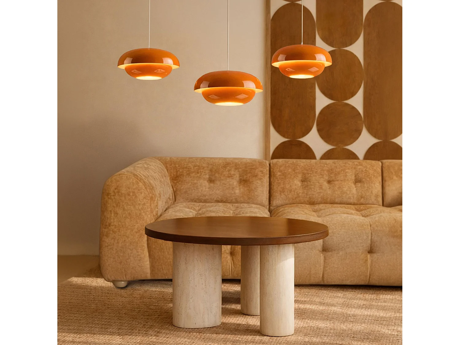 Now's Home - Suspension En Métal Orange Brillant 40x40x176.5cm Chloe