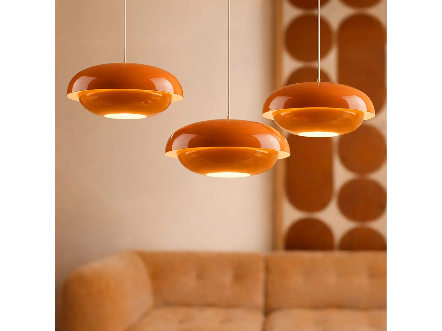 Now's Home - Suspension En Métal Orange Brillant 40x40x176.5cm Chloe