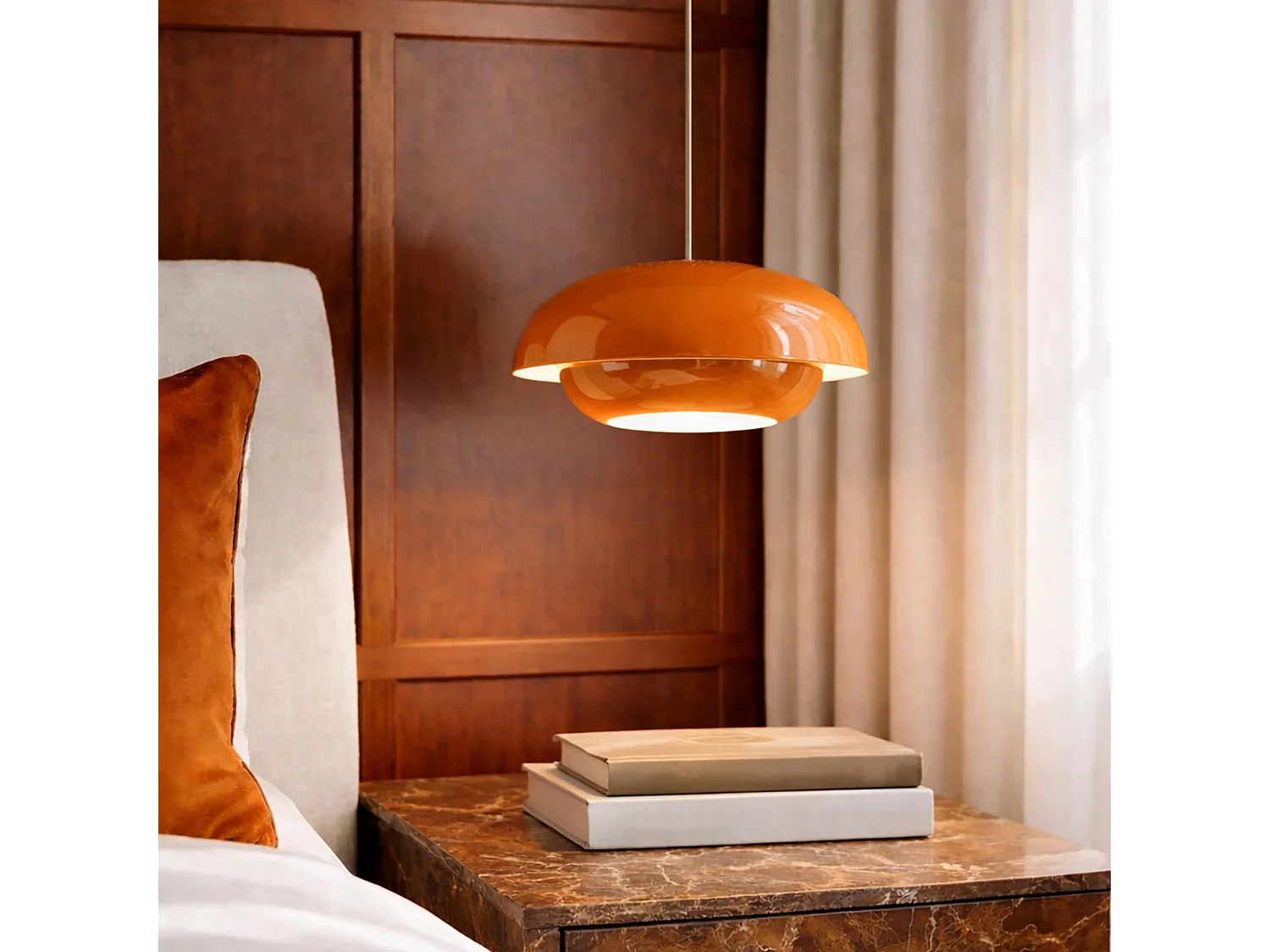 Now's Home - Suspension En Métal Orange Brillant 40x40x176.5cm Chloe