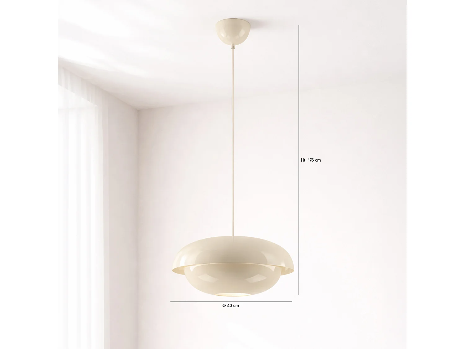 Now's Home - Suspension En Métal écru Brillant 40x40x176.5cm Chloe
