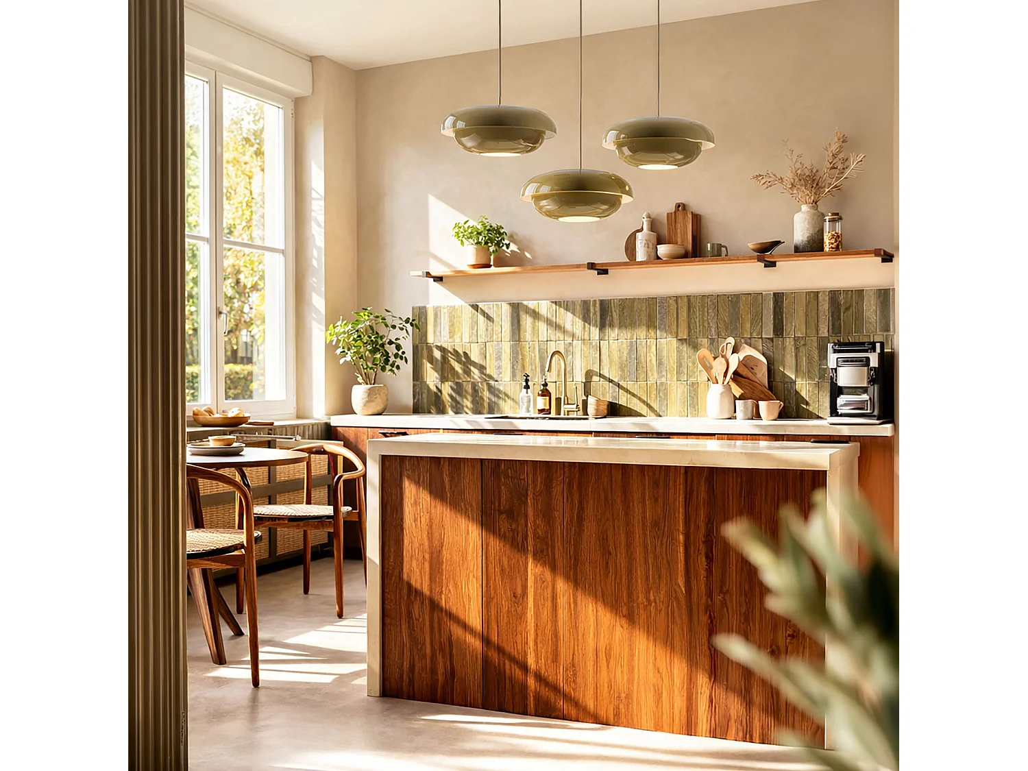 Now's Home - Suspension En Métal Vert Sauge Brillant 40x40x176.5cm Chloe