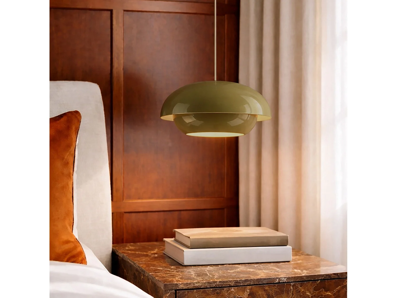 Now's Home - Suspension En Métal Vert Sauge Brillant 40x40x176.5cm Chloe