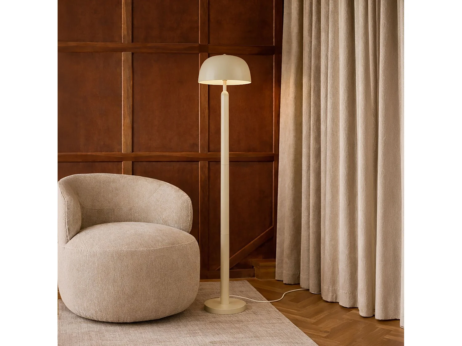 Now's Home - Lampadaire En Métal Crème Brilla Nt 35x35x148cm Kyra