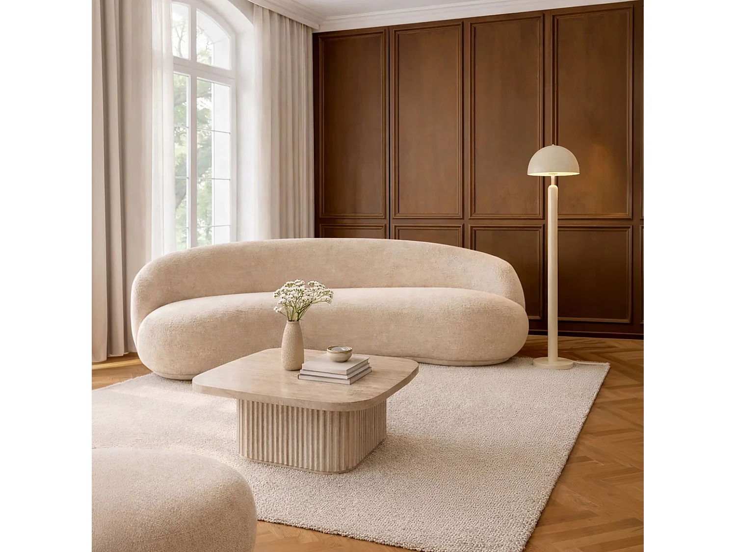 Now's Home - Lampadaire En Métal Crème Brilla Nt 35x35x148cm Kyra