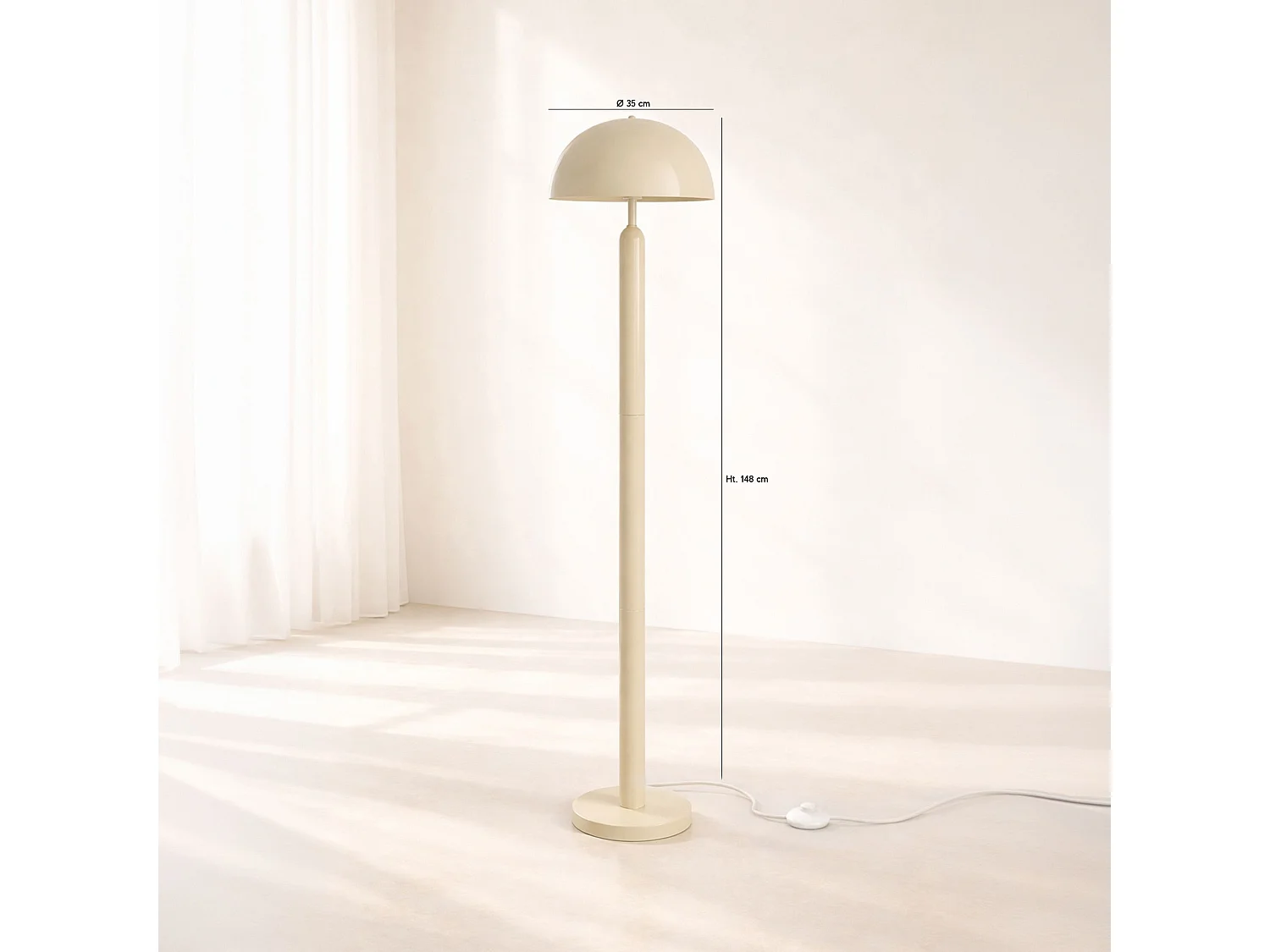 Now's Home - Lampadaire En Métal Crème Brilla Nt 35x35x148cm Kyra