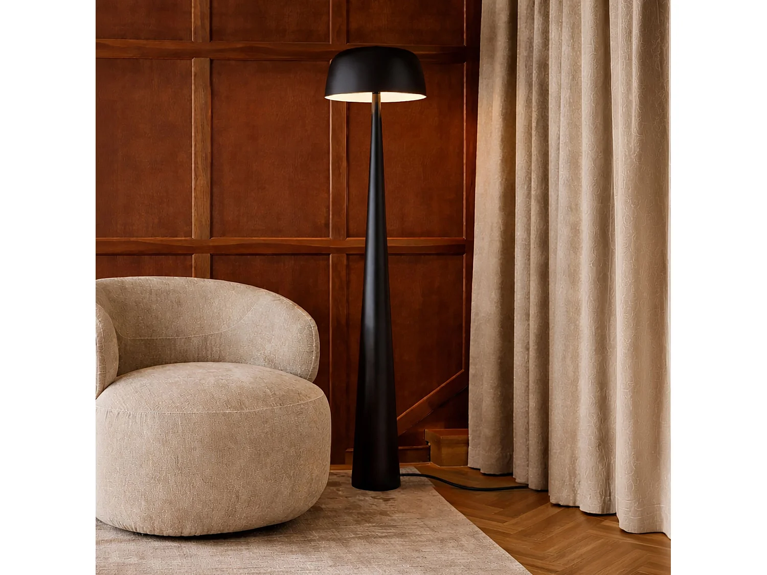 Now's Home - Lampadaire En Métal Noir Mat 40x40x150cm Kalysta
