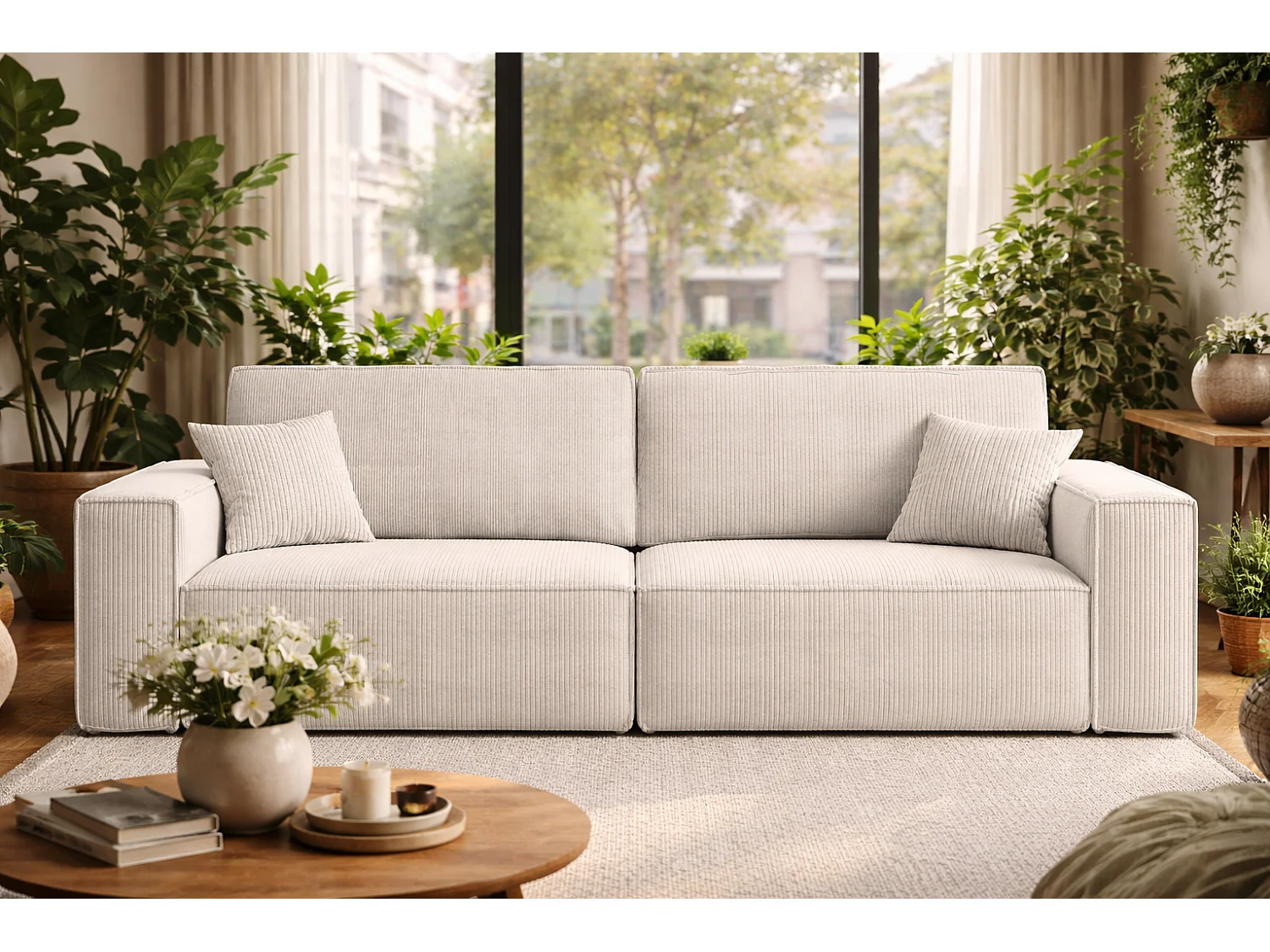 Canapé avec 2 grands coffres de rangement blanc idéal pour le salon, qualité fabricant direct CARLOS – VINOTTI