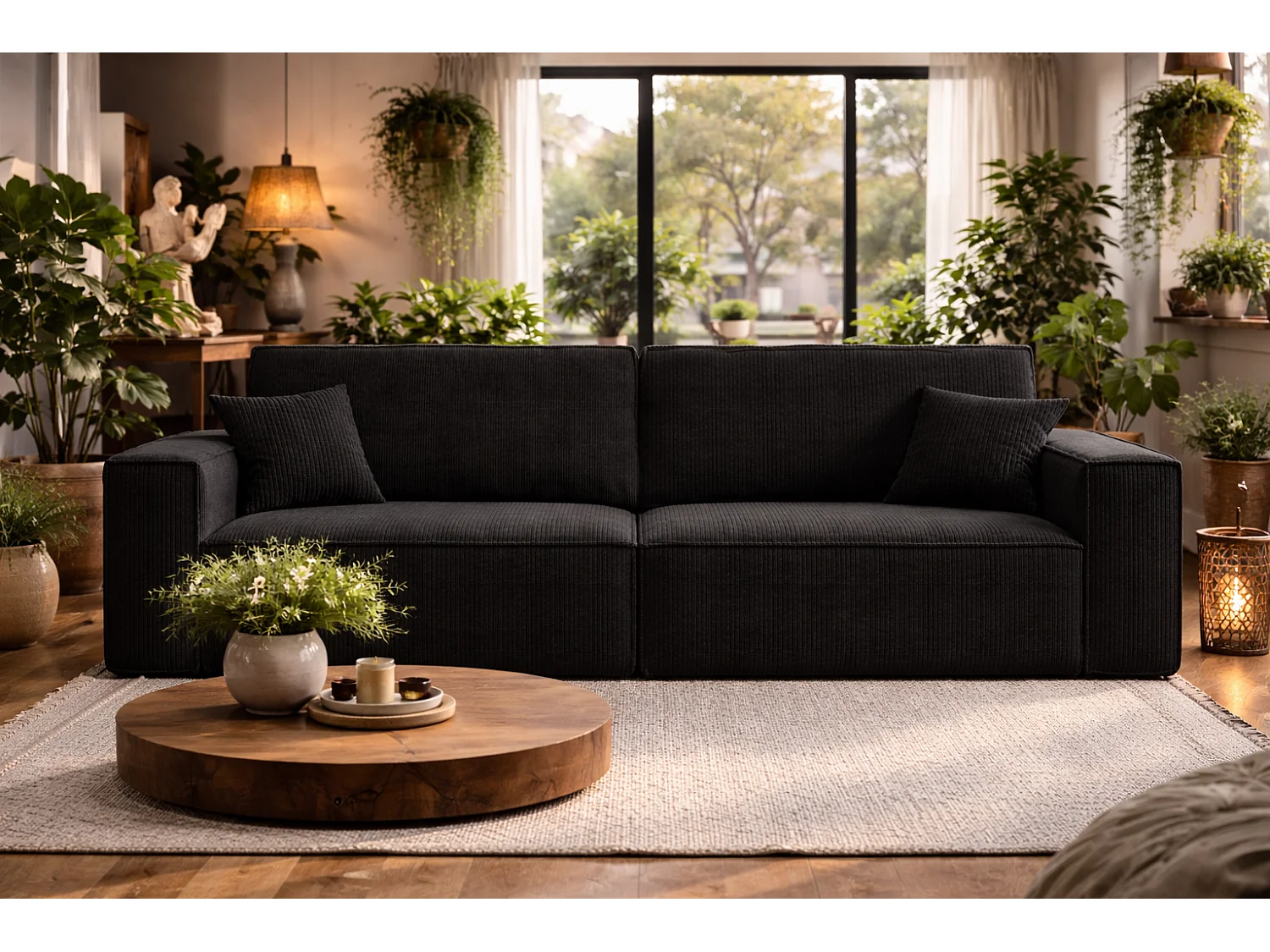 Canapé avec 2 grands coffres de rangement noir idéal pour le salon, qualité fabricant direct CARLOS – VINOTTI