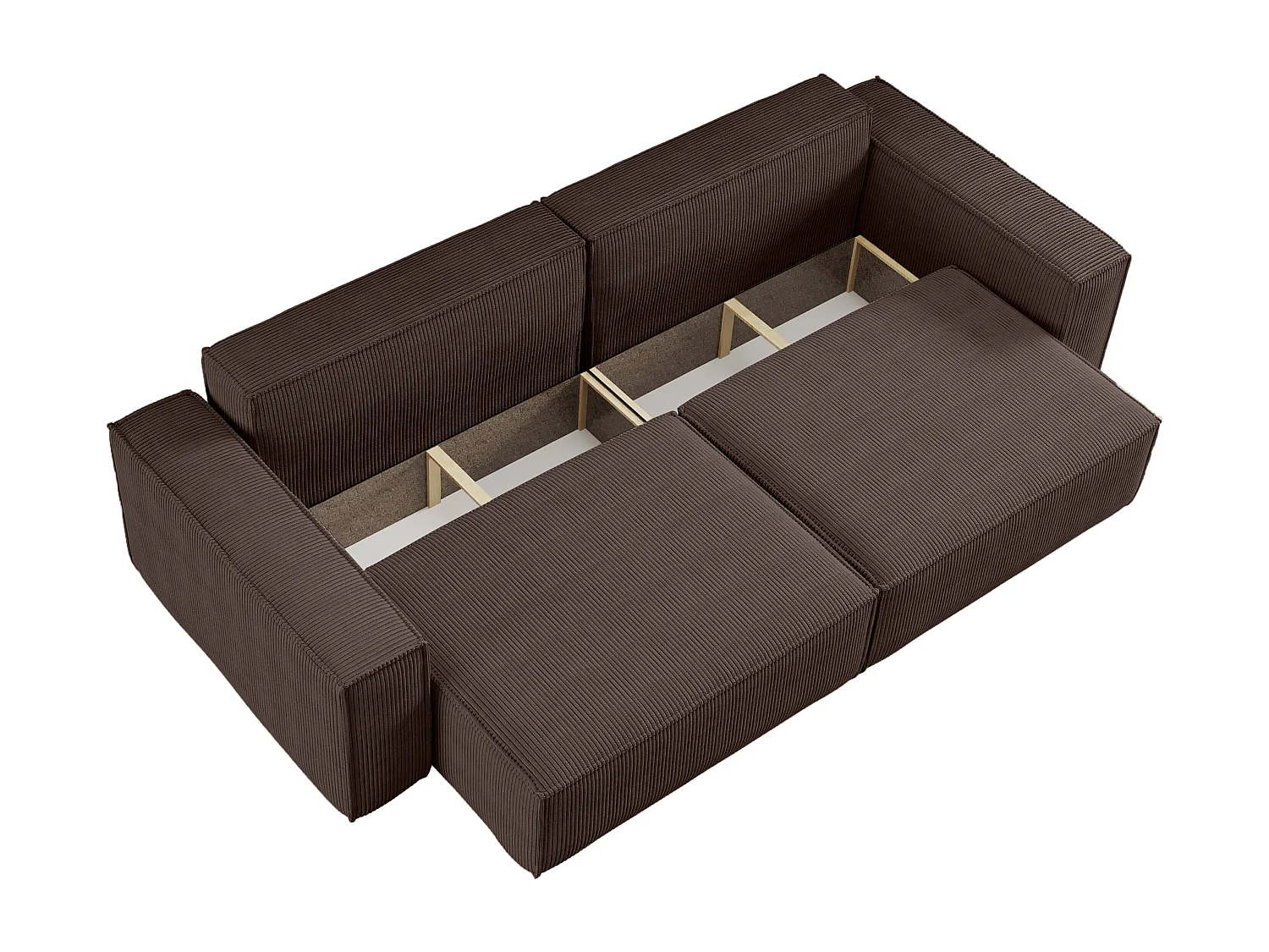 Canapé avec 2 grands coffres de rangement, couleur Brun chocolat, idéal pour le salon, qualité fabricant direct CARLOS – VINOTTI