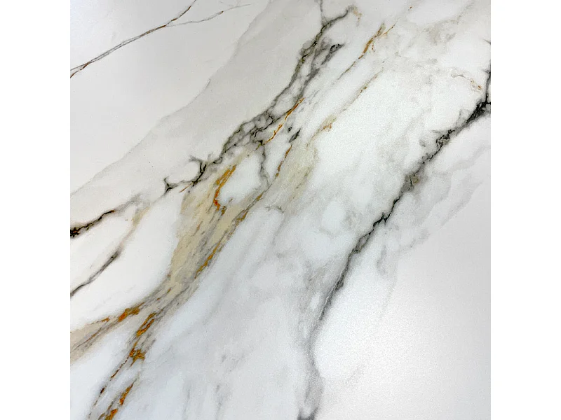 Table extensible 180 à 260 cm céramique marbrée pied beige - ISAURE