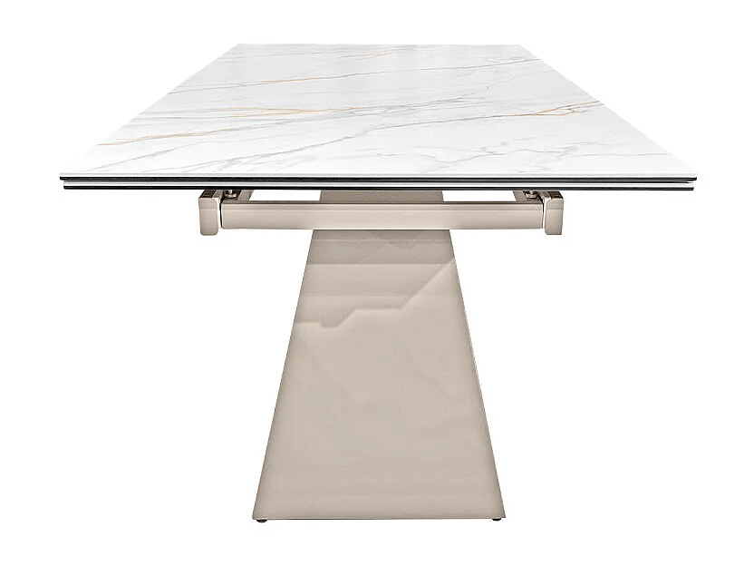 Table extensible 180 à 260 cm céramique marbrée pied beige - ISAURE