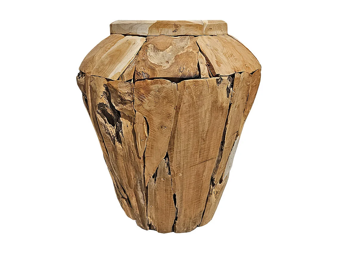 Grand vase décoratif en bois de teck massif H. 59 cm - WINNIE L