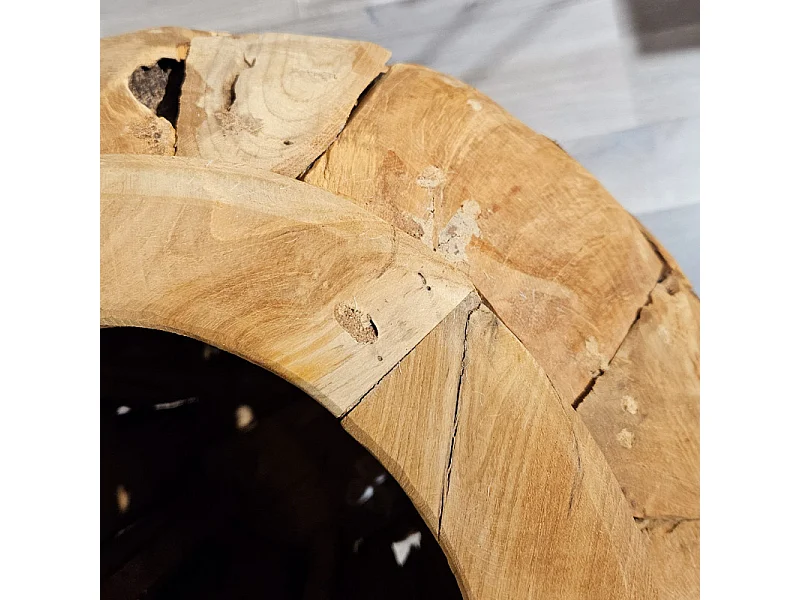 Grand vase décoratif en bois de teck massif H. 59 cm - WINNIE L