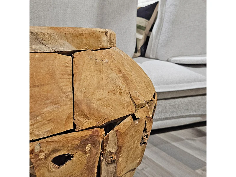 Grand vase décoratif en bois de teck massif H. 59 cm - WINNIE L