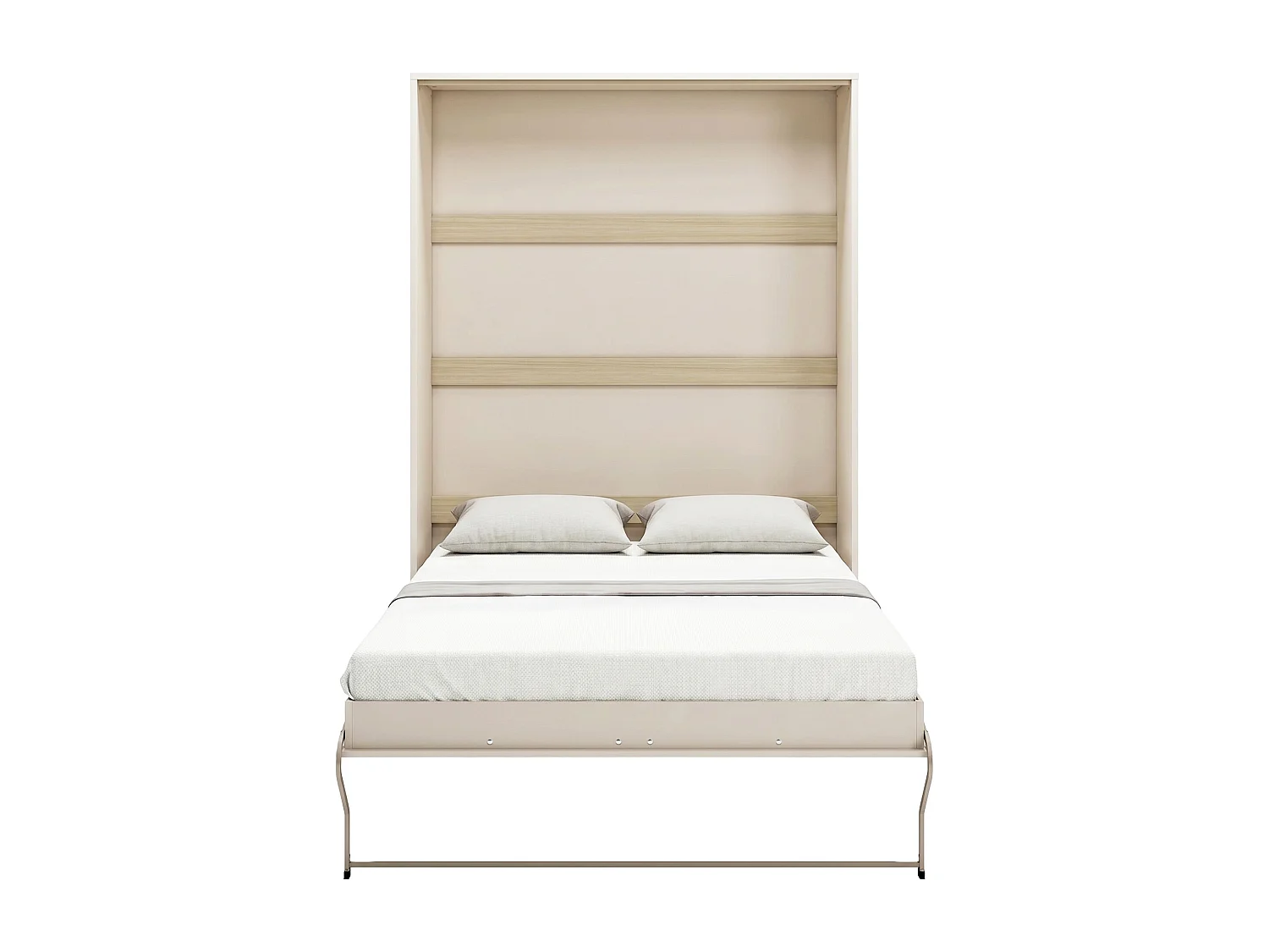 Lit escamotable 140 x 200 cm - Ouverture verticale manuelle – Beige et naturel - NILODIA