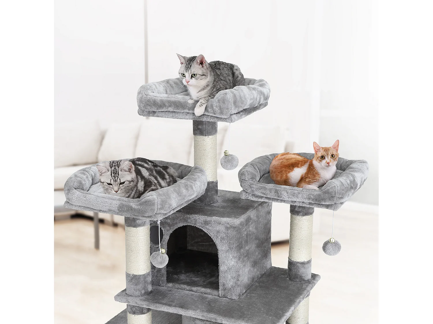FEANDREA Cat Tree, Large Cat Tower, 172 cm, Light Grey PCT18W