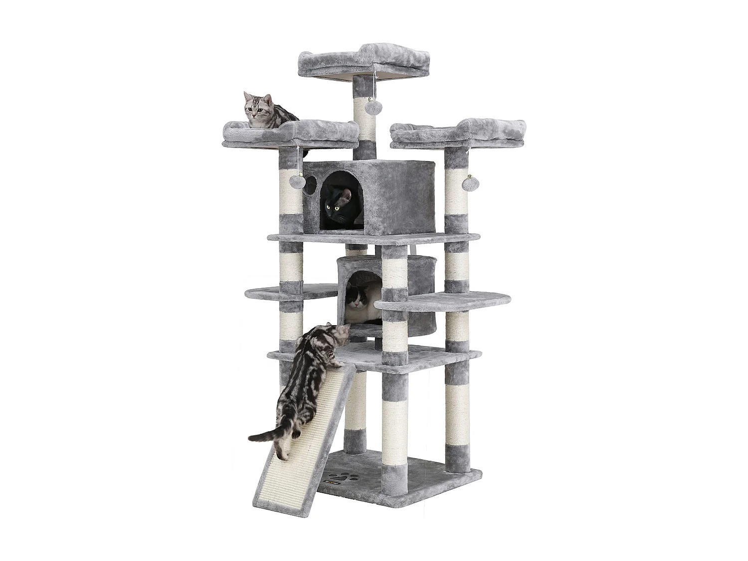 FEANDREA Cat Tree, Large Cat Tower, 172 cm, Light Grey PCT18W
