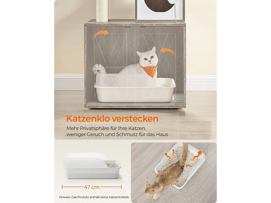 Kattetræ med skab til kattebakke