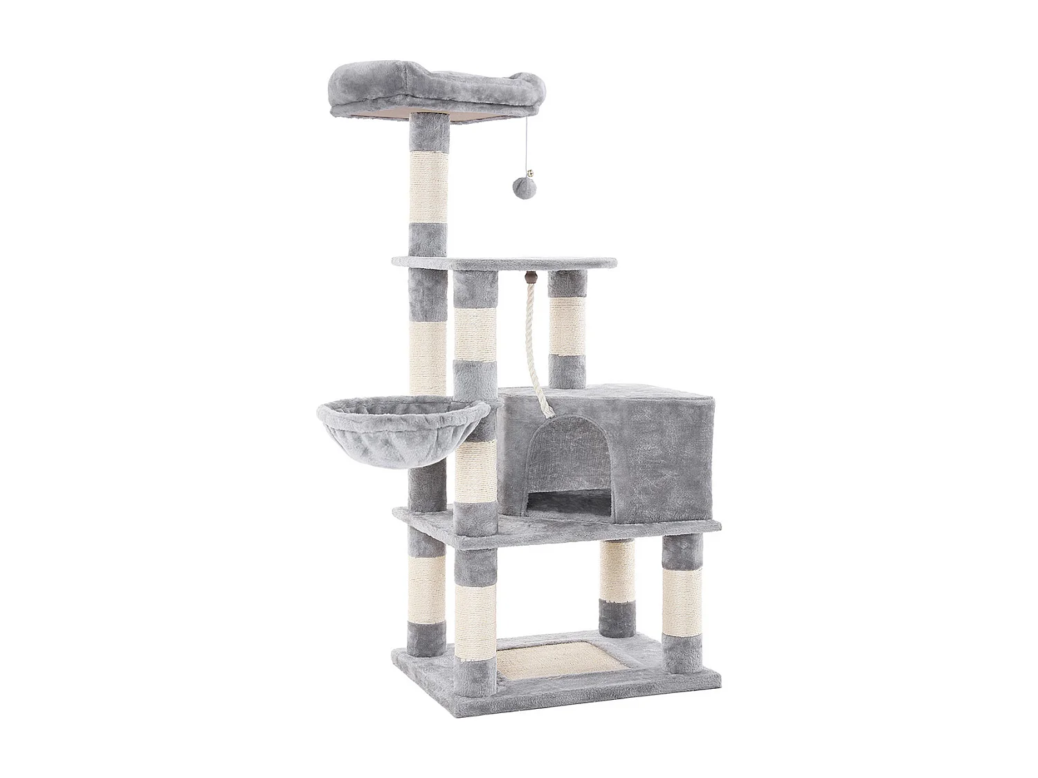 FEANDREA Stable Cat Tree, Play Tower 138 cm, Light Grey PCT60W