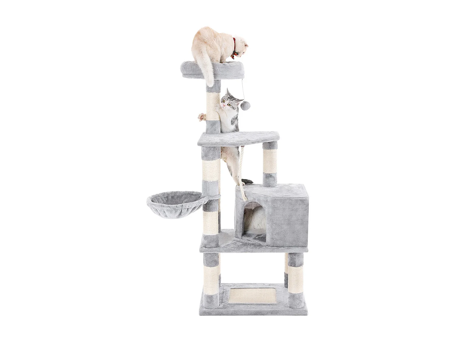 FEANDREA Stable Cat Tree, Play Tower 138 cm, Light Grey PCT60W