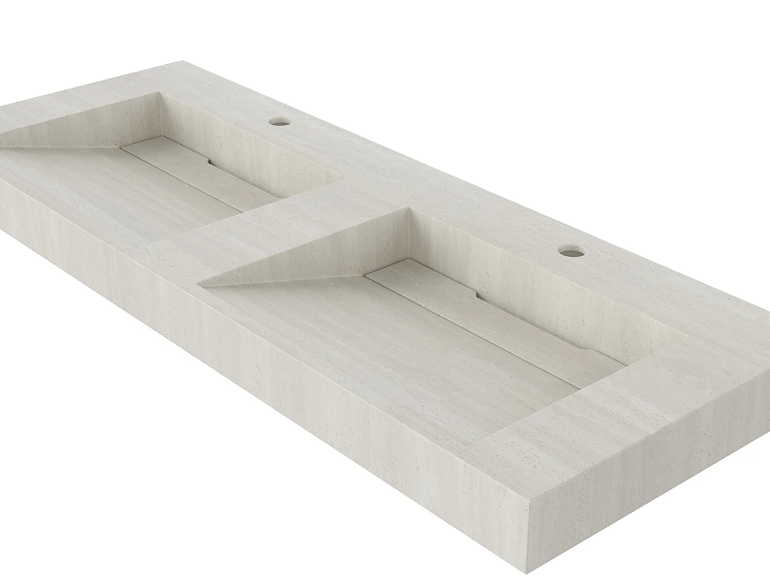 Double vasque suspendue en solid surface effet terrazzo beige - 120 x 45 x H8 cm - KODIAK