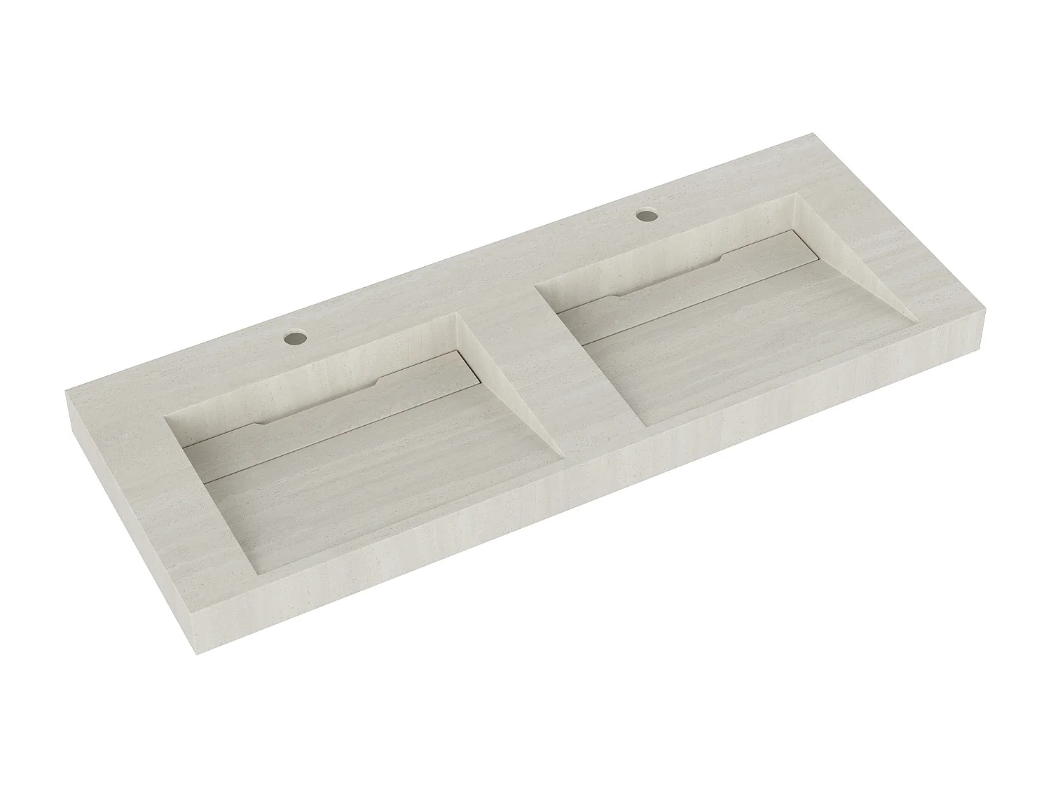 Double vasque suspendue en solid surface effet terrazzo beige - 120 x 45 x H8 cm - KODIAK