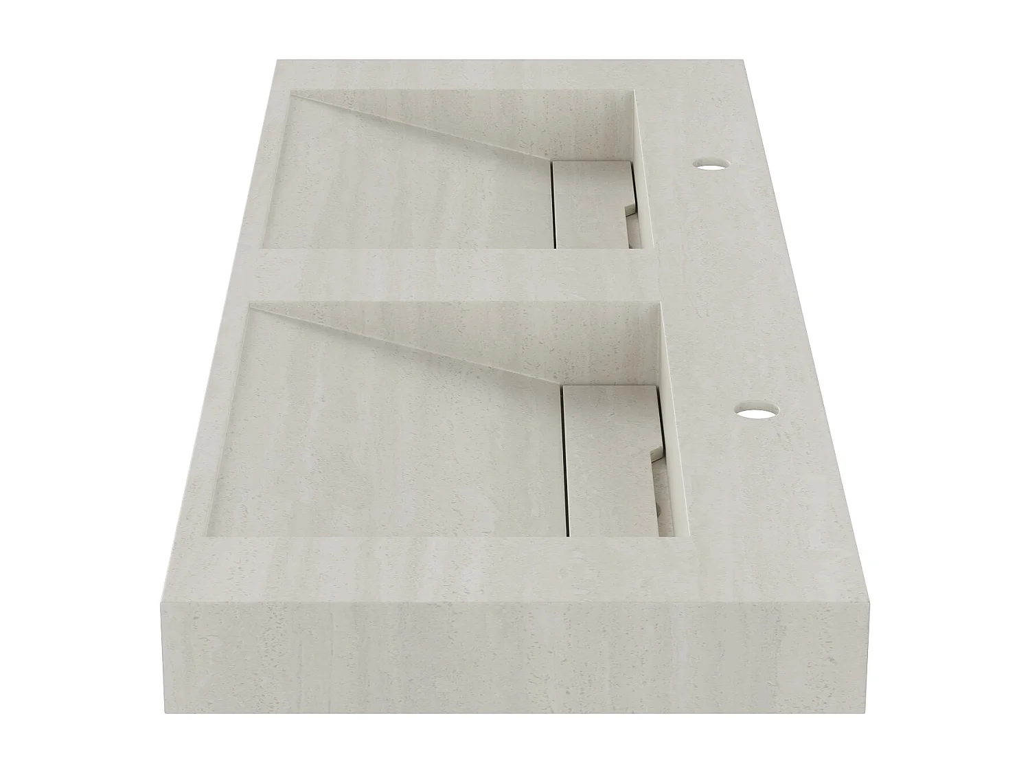 Double vasque suspendue en solid surface effet terrazzo beige - 120 x 45 x H8 cm - KODIAK