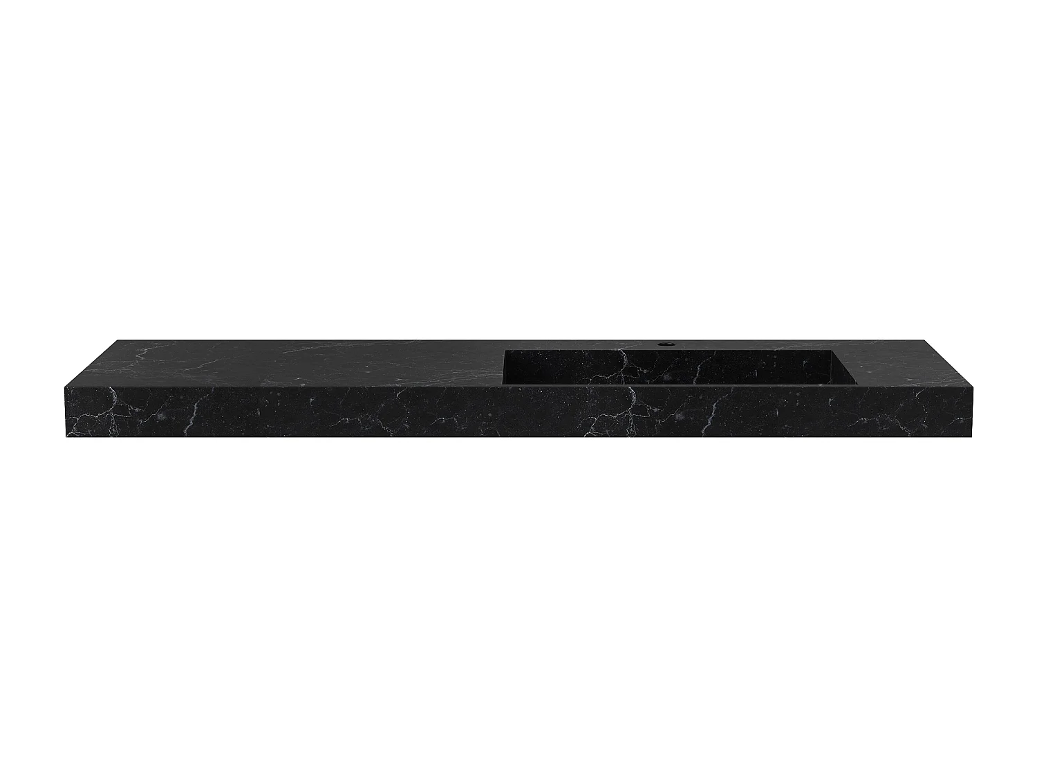 Vasque suspendue en solid surface effet marbre noir - 140 x 45 x 8 cm - OKAPA