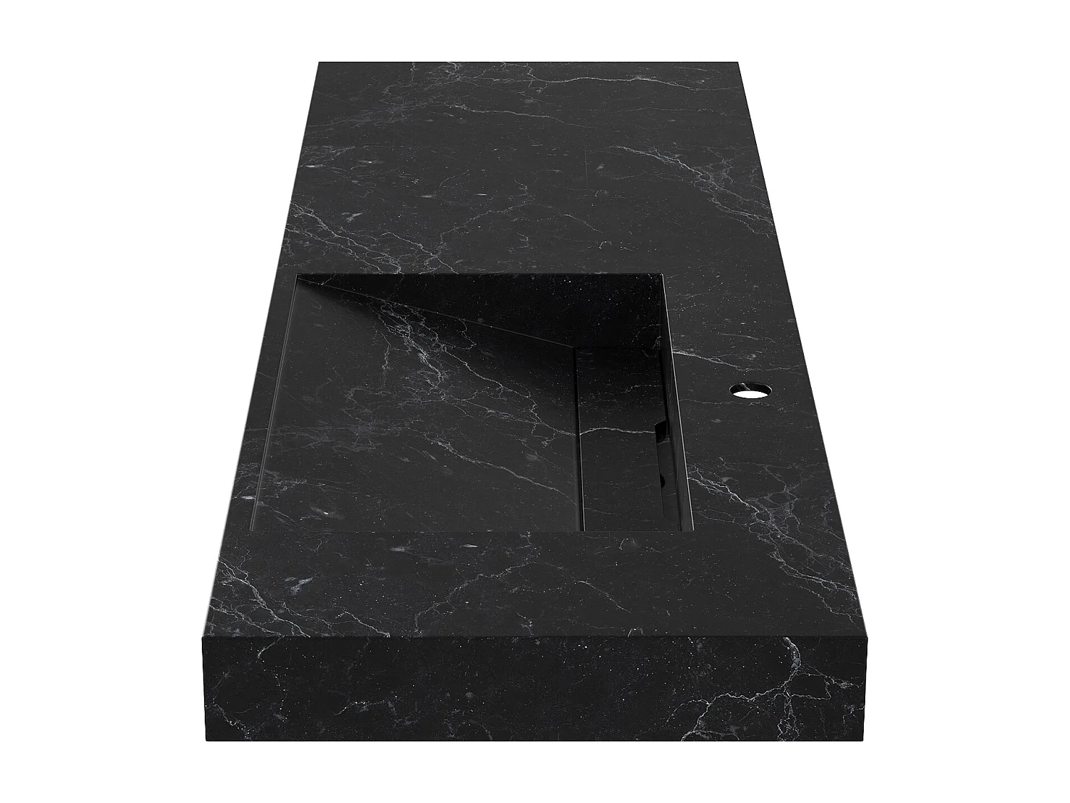 Vasque suspendue en solid surface effet marbre noir - 140 x 45 x 8 cm - OKAPA