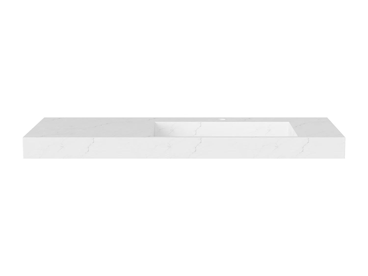 Vasque suspendue en solid surface effet marbre blanc - 120 x 45 x 8 cm - OKAPA