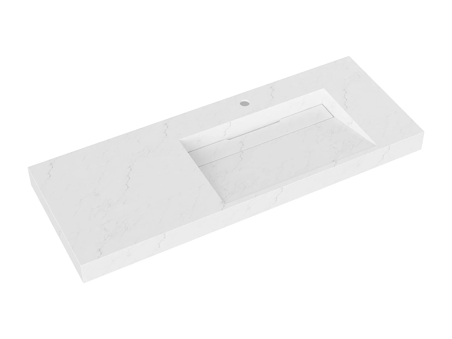 Vasque suspendue en solid surface effet marbre blanc - 120 x 45 x 8 cm - OKAPA