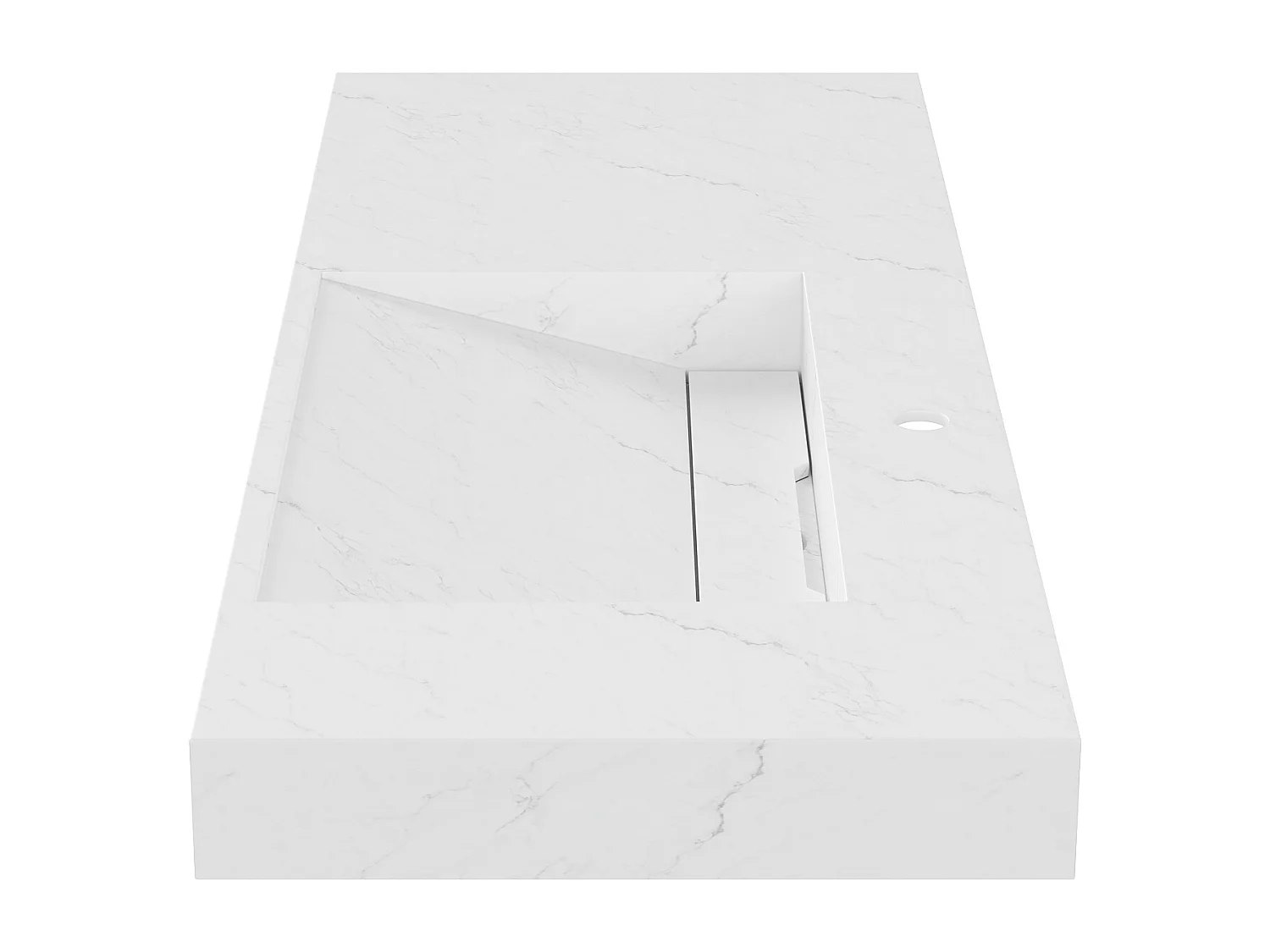 Vasque suspendue en solid surface effet marbre blanc - 120 x 45 x 8 cm - OKAPA