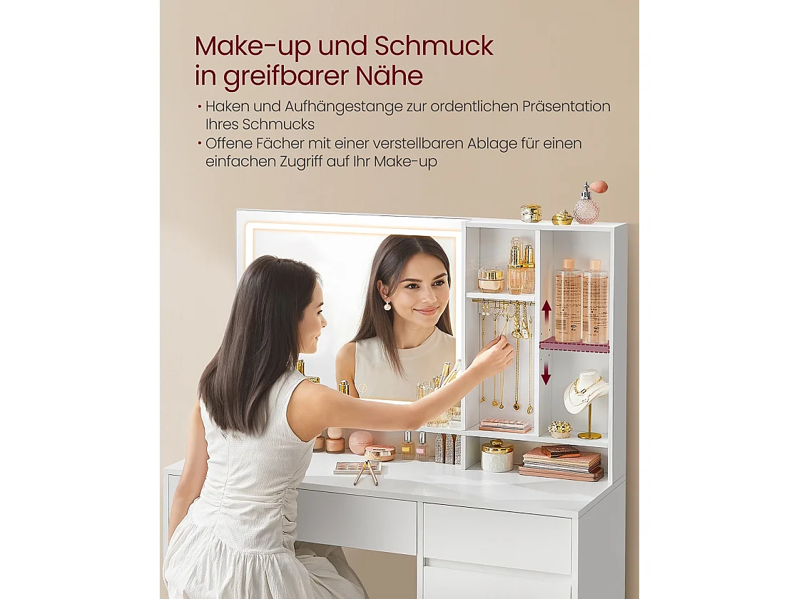 Dressing table with LED lighting 110 cm wide