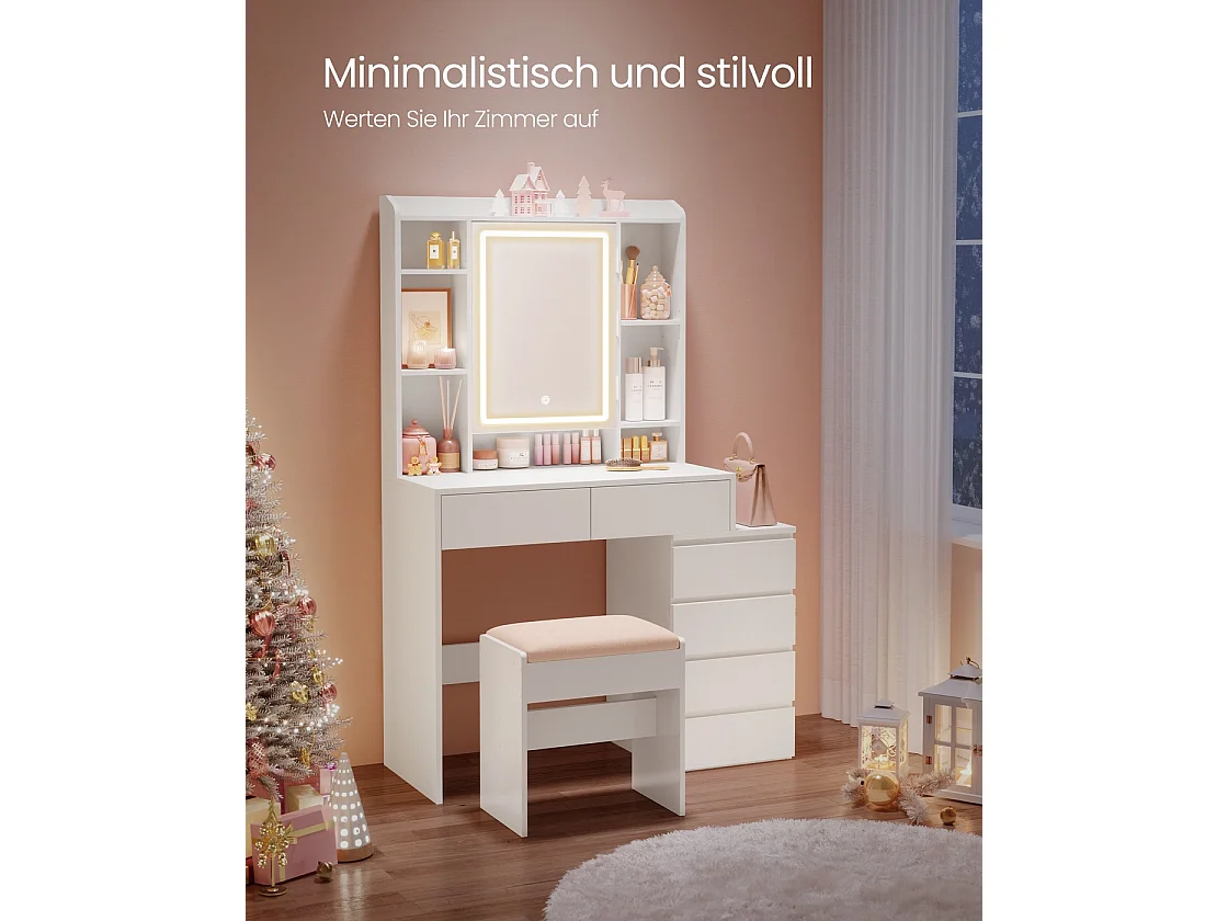 Sminkbord med LED-belysning modernt molnvitt