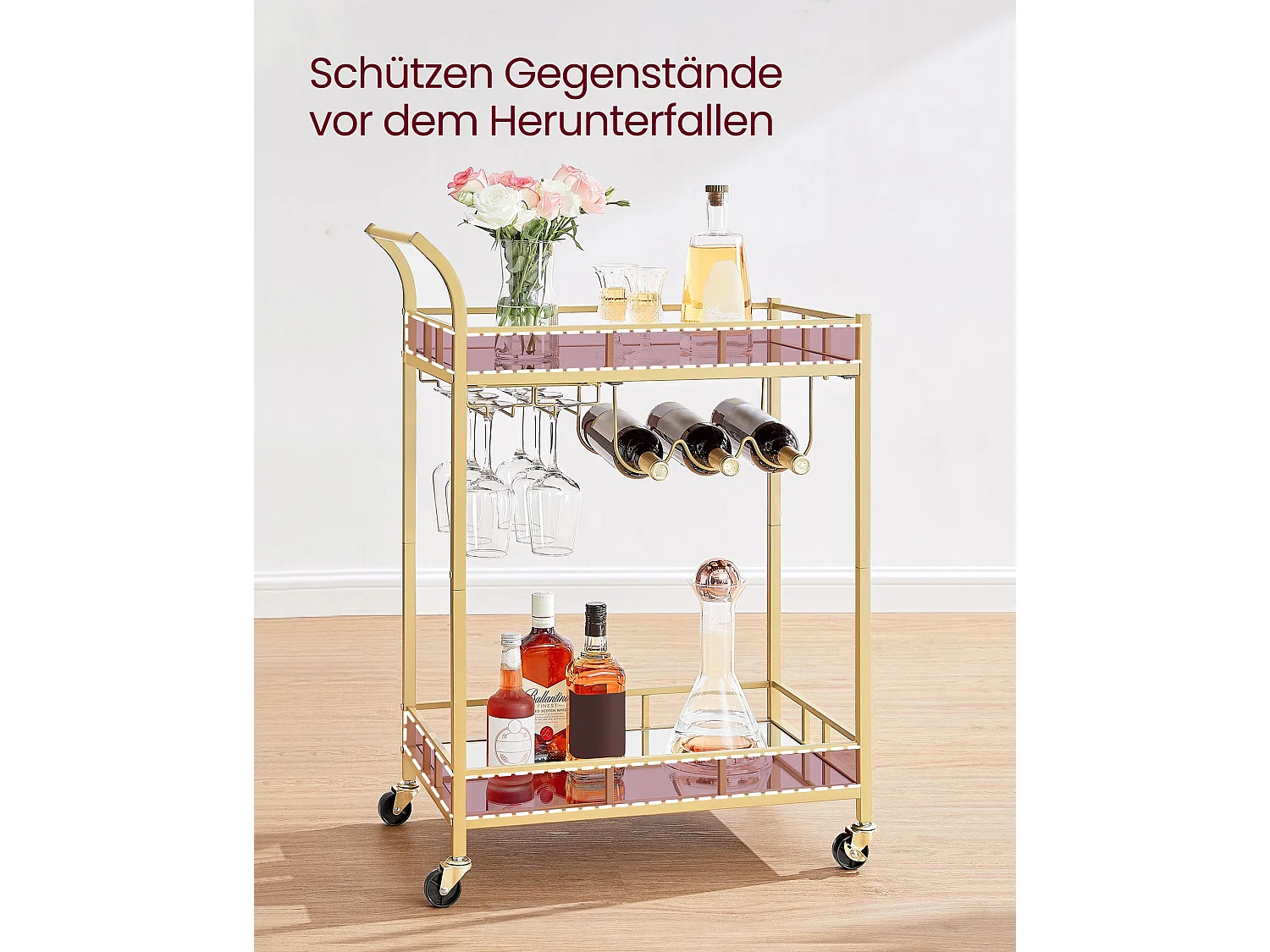 Desserte pour boissons doré