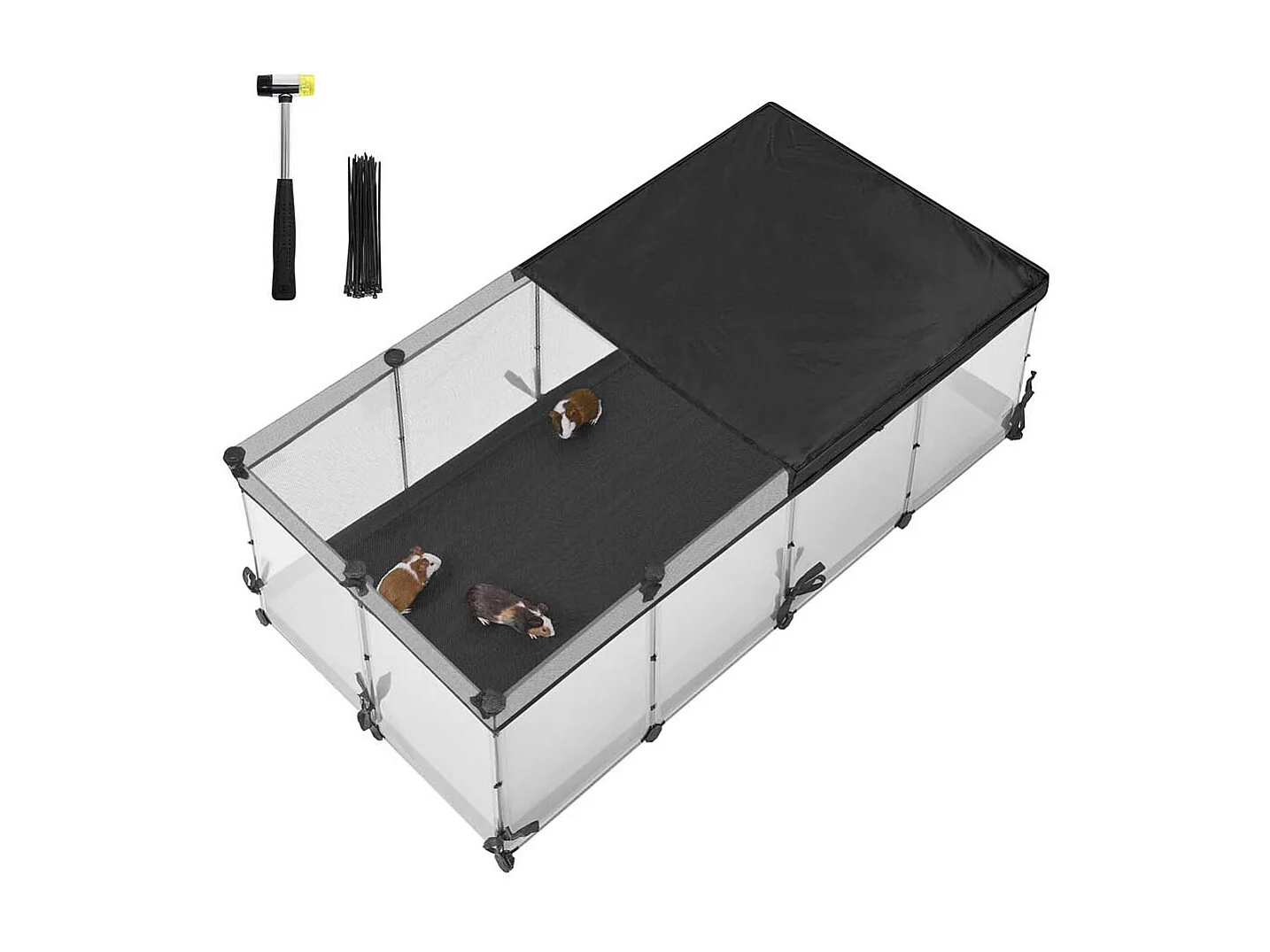 Indhegning til små dyr lavet af plastpaneler 144 x 74 x 47 cm skyhvid