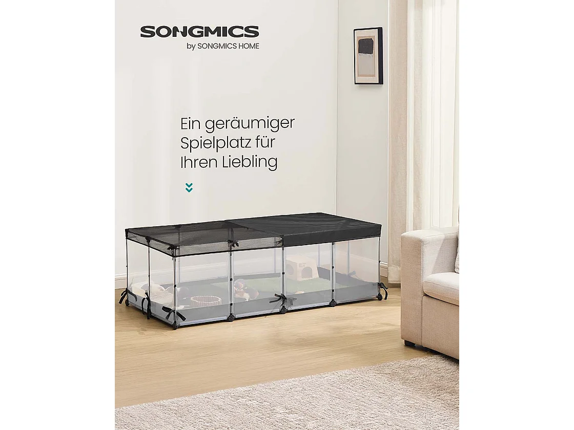 Indhegning til små dyr lavet af plastpaneler 144 x 74 x 47 cm skyhvid