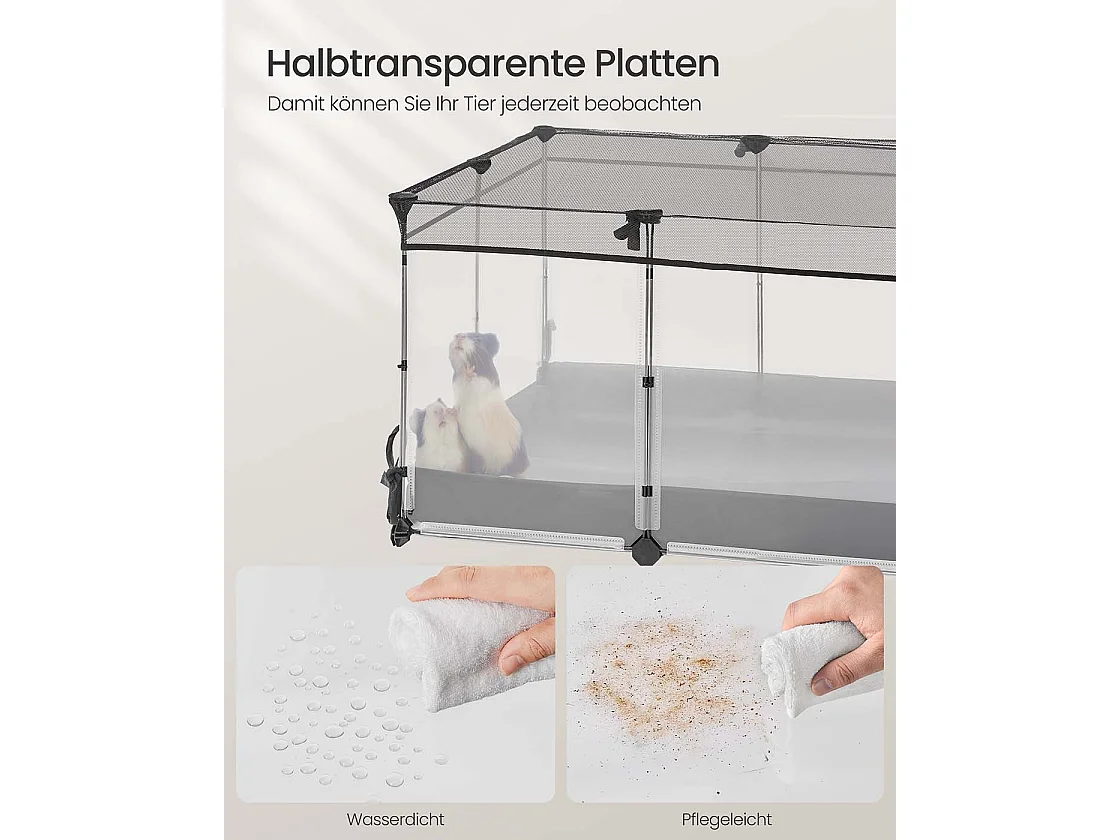 Indhegning til små dyr lavet af plastpaneler 144 x 74 x 47 cm skyhvid