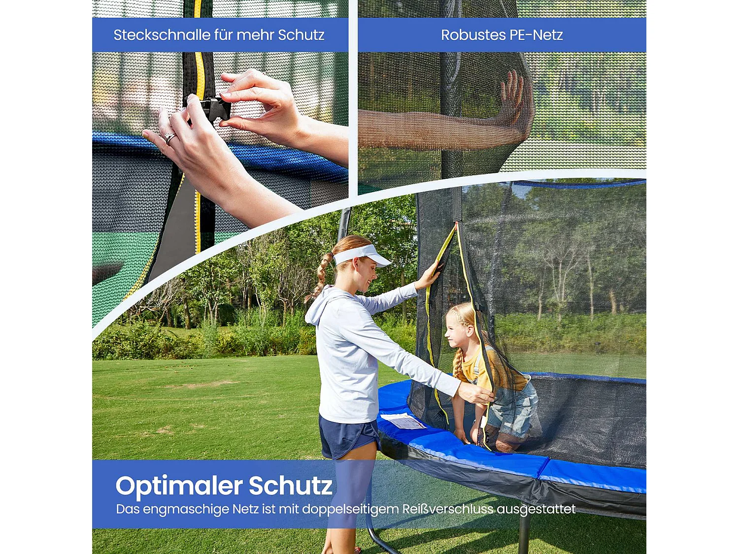 Trampolin 305 cm, havetrampolin, med sikkerhedsnet
